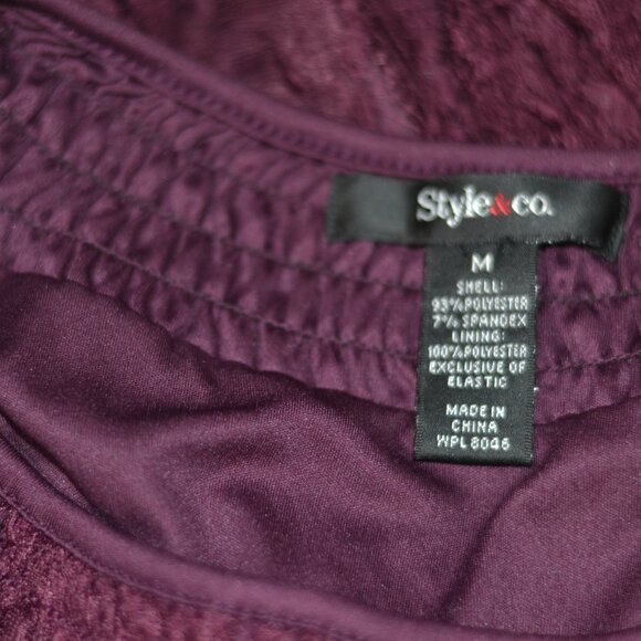 Style & Co Burgundy Lace Off shoulders w/ Long Sleeves - Picture 6 of 8